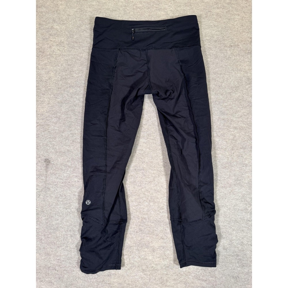 Lululemon Leggings Womens 6 Black Capri Ruched Zip Pocket Yoga Athletic Gym - Picture 4 of 15